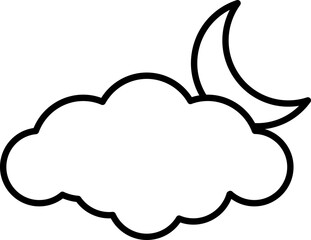 Canvas Print - Isolated Cloud With Crescent Moon Icon In Linear Style.