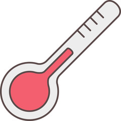 Sticker - Thermometer Icon In Red And Gray Color.