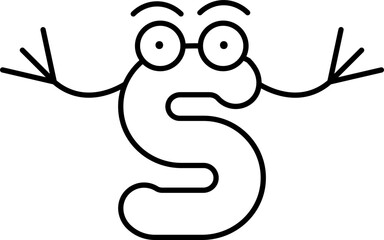 Poster - Black Line Art S Alphabet Cartoon Character Icon.