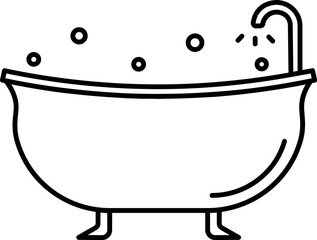 Wall Mural - Bathtub Icon Or Symbol In Black Line Art.