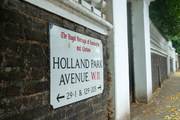 Poster - LONDON- Holland Park Avenue W11 street sign in the borough of Kensington and Chelsea