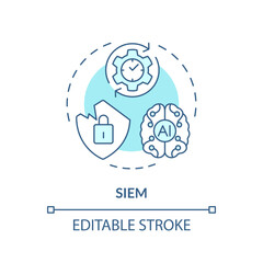 Sticker - 2D editable SIEM icon representing AI ops, isolated vector, blue thin line illustration.