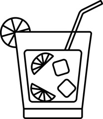 Sticker - Lemonade Icon in Thin Line Art.