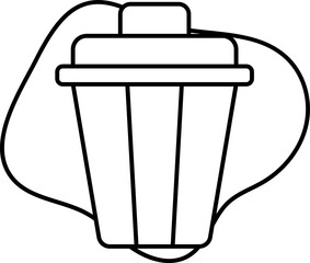 Sticker - Black Line Art Dustbin Icon On White Background.