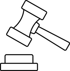 Poster - Judge Gavel Or Action Icon In Black Line Art.