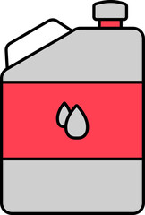 Sticker - Drops On Jerrycan Icon In Grey And Red Color.