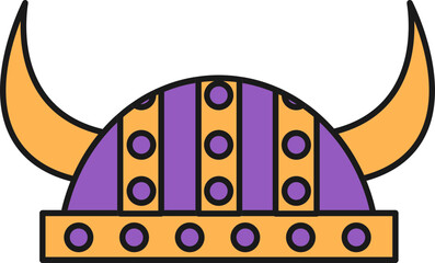 Sticker - Viking Helmet Icon In Purple And Orange Color.