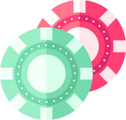 Wall Mural - Casino Chip Icon In Pink And Green Color.