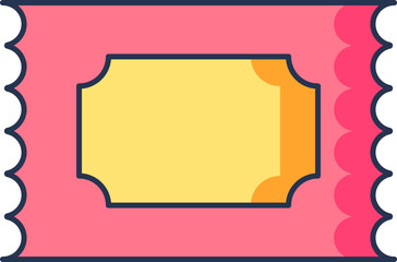 Sticker - Illustration of Ticket Icon In Yellow And Pink Color.