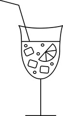 Sticker - Drink Glass Icon or Symbol in Black Line Art.