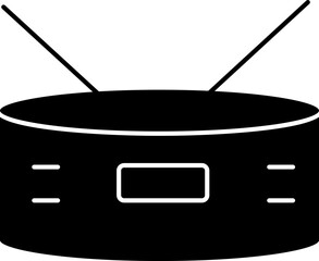 Sticker - Drum With Stick Icon In B&W Color.