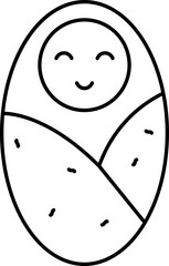 Canvas Print - Wrapped Baby Icon In Black Outline.