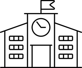 Canvas Print - School Building Icon In Thin Line Art.