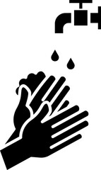 Poster - Washing Hands With Faucet Icon In Glyph Style.