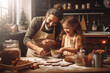© Tetiana Kasatkina - Happy dad and daughter cooking in the kitchen