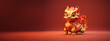 dragon de bois rouge et or, pour le nouvel an chinois 2024