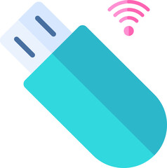 Sticker - USB Flash Drive Icon In Blue Color.