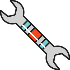 Sticker - Colorful Wrench Icon In Flat Style.