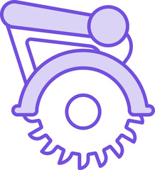 Sticker - Circular Saw Icon In Purple And White Color.