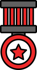 Wall Mural - Isolated Star Medal Icon In Red And Grey Color.