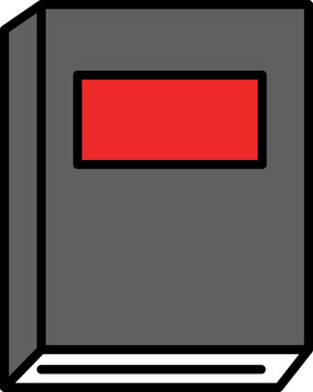 Grey And Red Book Icon In Flat Style.