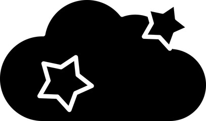 Poster - Cloud With Star Icon In B&W Color.