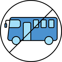 Sticker - No Bus Icon Or Symbol In Blue Color.