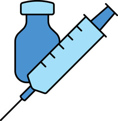 Wall Mural - Vaccine Bottle With Syringe Icon In Blue Color.