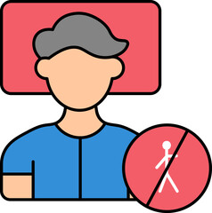 Sticker - Flat Style Man Inability to Move Colorful Icon.