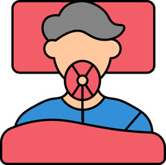 Canvas Print - Faceless Man Wearing Oxygen Mask for Lack of Air Colorful Icon.