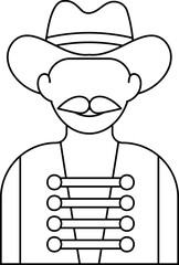 Canvas Print - Cowboy Icon In Black Line Art.