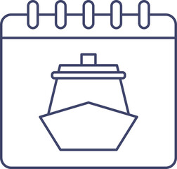 Sticker - Cruise Calendar Icon In Blue Line Art.