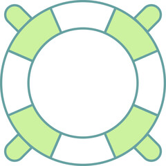 Sticker - Lifesaver Icon In Green And White Color.