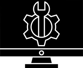 Poster - Computer Repair Icon In B&W Color.