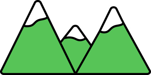 Canvas Print - Mountain Icon In Green And White Color.