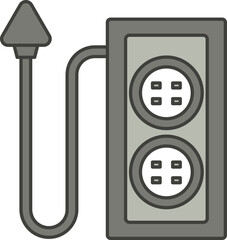 Sticker - Power Strip Icon In Gray And White Color.