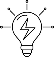 Poster - Electric Bulb Icon In Thin Line Art.