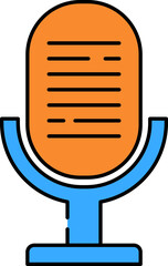 Sticker - Microphone Icon In Blue And Orange Color.