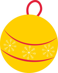 Sticker - Christmas Ball Element In Yellow And Red Color.