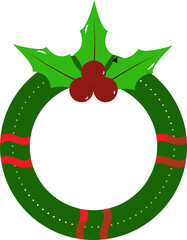 Canvas Print - Christmas Wreath Element In Green And Red Color.