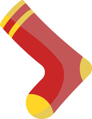 Sticker - Isolated Sock Element In Red And Yellow Color.