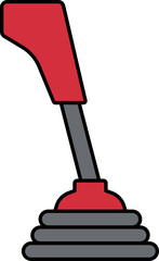 Sticker - Illustration Of Gear Stick Icon In Gray And Red Color.