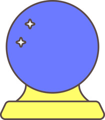 Sticker - Crystal Ball Icon In Blue And Yellow Color.