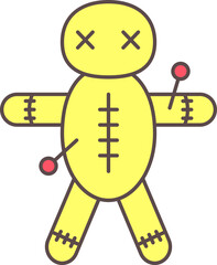 Wall Mural - Voodoo Doll Icon In Yellow Color.