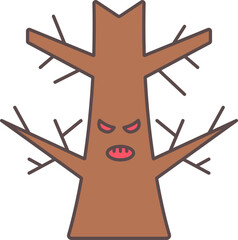 Poster - Monster Tree Icon In Brown And Pink Color.