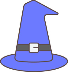 Sticker - Witch Hat Icon In Blue And Gray Color.