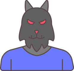 Sticker - Demon Icon In Blue And Gray Color.