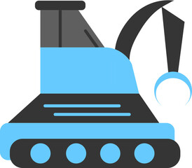 Wall Mural - Excavator Or Grab Machine Icon In Gray And Blue Color.