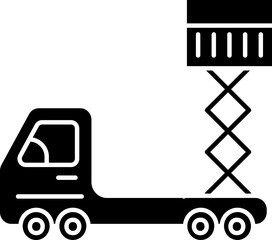 Wall Mural - B&W Scissor Lift Truck Icon Or Symbol.