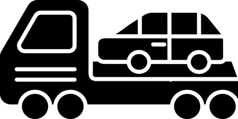 Poster - Tow Car Icon Or Symbol In Glyph Style.